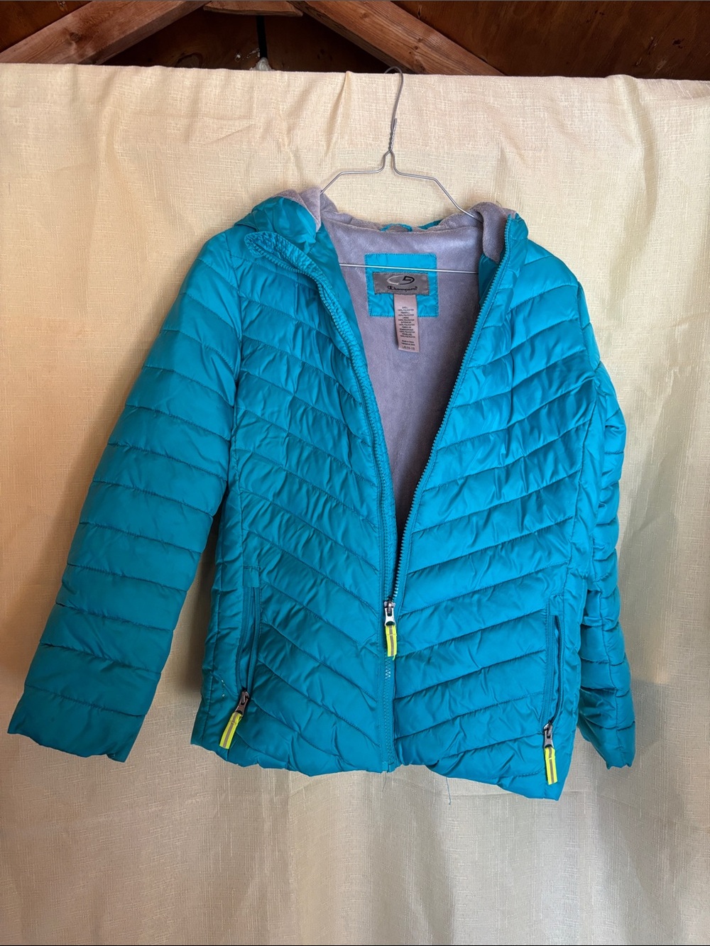 Kids Teal Quilted Hooded Jacket - Lightweight Layering